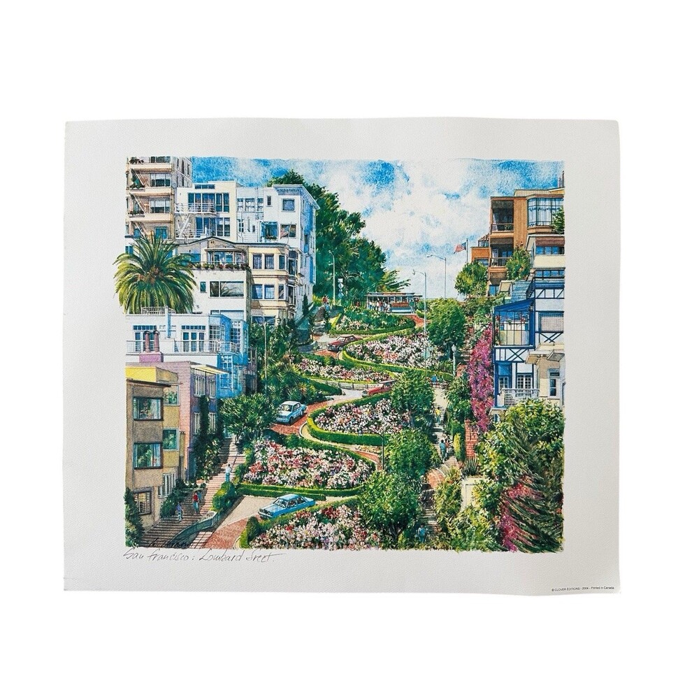 San Francisco Lombard Street Print G.T. Abbott 2004 Clover Editions VTG Artwork